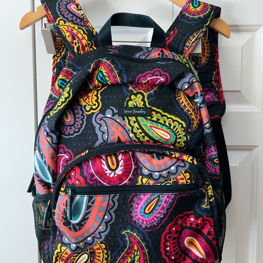 Vera Bradley Black Multicolor Paisley Backpack - Picture 2 of 6